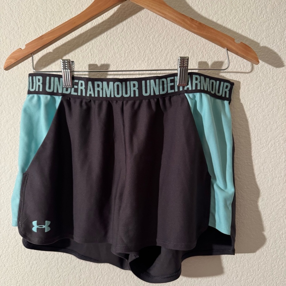 Blue and grey women’s underarmour shorts